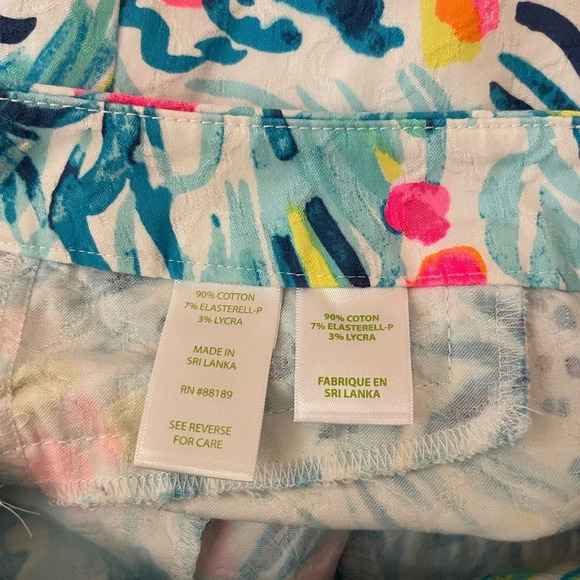 Lilly Pulitzer Kelly skinny ankle pants Serene Blue vibrant abstract print 00 - Picture 5 of 6